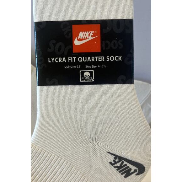 4 VTG Nike Lycra Fit Quarter Socks Shoe Size 4-11 White Athletic Sport Deadstock - Picture 2 of 3